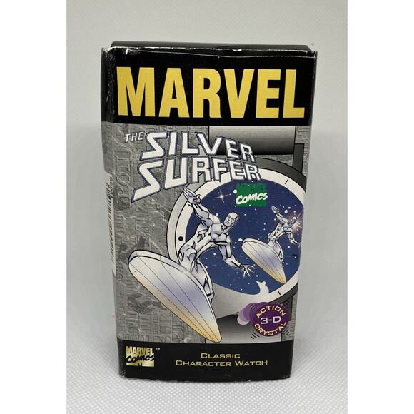 Vintage Artwatch Marvel Silver Surfer 1996 3D Action Crystal Wristwatch NIB - Picture 2 of 10